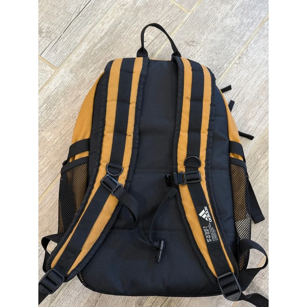 Adidas Backpack Unisex Large Mustard Yellow Excellent Mesh Pockets Sporty